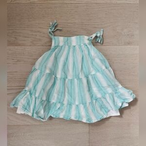 Baby Gap Baby Girl Bow Stripe Blue Whiye Sun dress 0-3